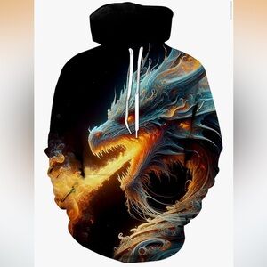 3D Print Pullover Hoodies - Graphic Sweatshirt 3X-Dark Dragon NWOT